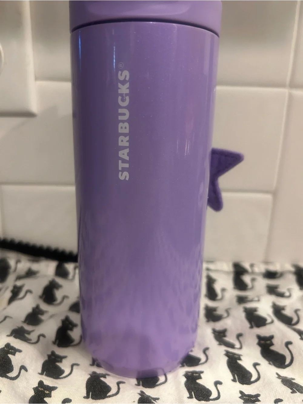 Starbucks Lilac glitter stainless steel tumbler with star keychain
